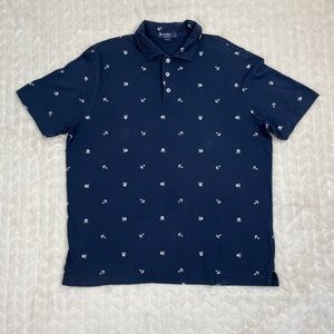 GUC- Daniel Cremieux Polo Shirt- Mens Size Large- Navy with Skulls and Anchors
